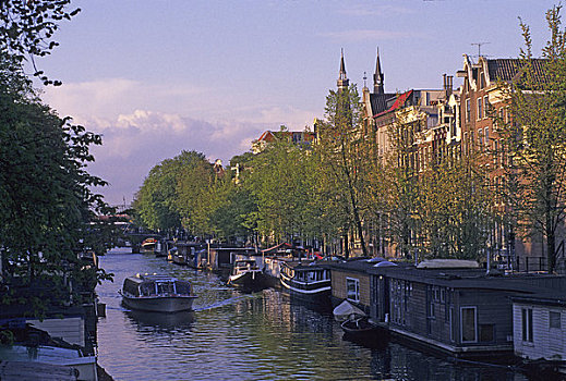 荷兰,阿姆斯特丹,运河,船屋
