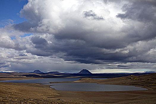 多云,气氛,高地,道路,冰岛南部,欧洲