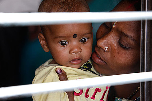 印度,婴儿,车站