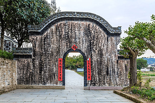 皖南民居徽派拱门建筑,中国安徽省徽州呈坎古村