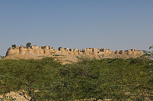 仰视,堡垒,斋沙默尔,拉贾斯坦邦,印度
