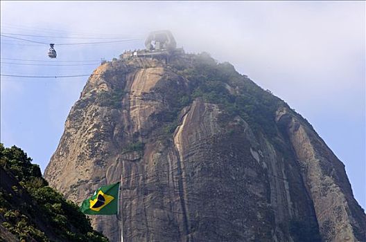 甜面包山,早晨,雾,里约热内卢,巴西