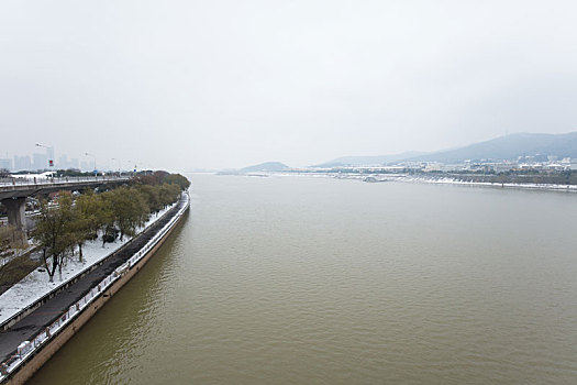 湘江橘子洲雪景