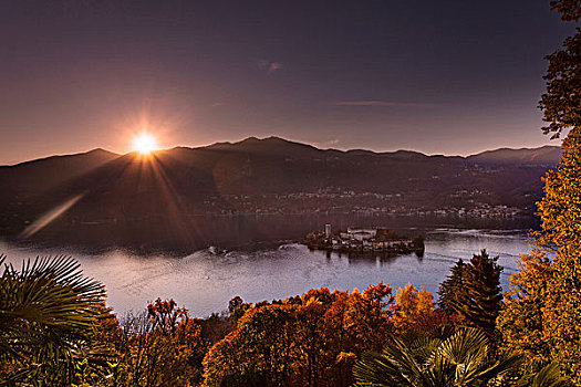日光,风景,湖,奥尔达湖地区,意大利