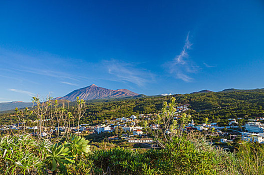 火山,城镇,眺台,特内里费岛,岛屿,西班牙