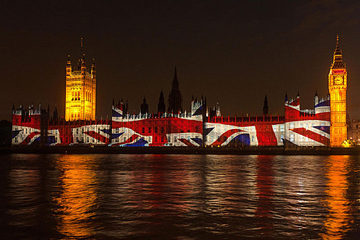 英国国旗,凸起,建筑,议会大厦,大本钟,奥运会,世界遗产,伦敦,英格兰,英国,欧洲