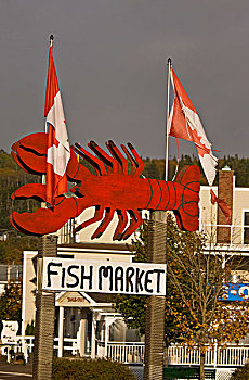 龙虾,标识,广告,鱼市,乡村,新布兰斯维克,加拿大
