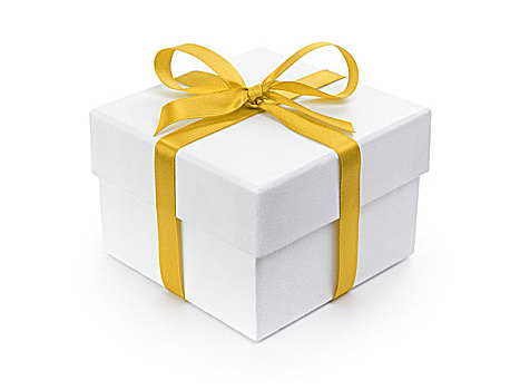 白色,礼品包装纸,盒子,黄色,丝带,蝴蝶结,隔绝,白色背景