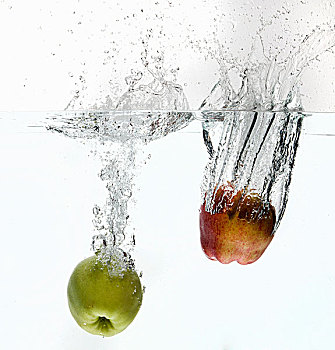 苹果,溅,水中