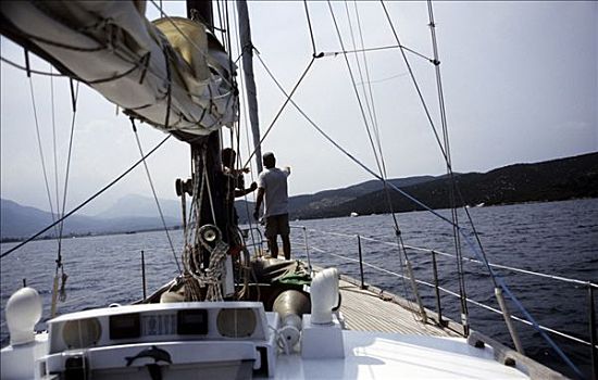 水手,帆船,希腊,欧洲