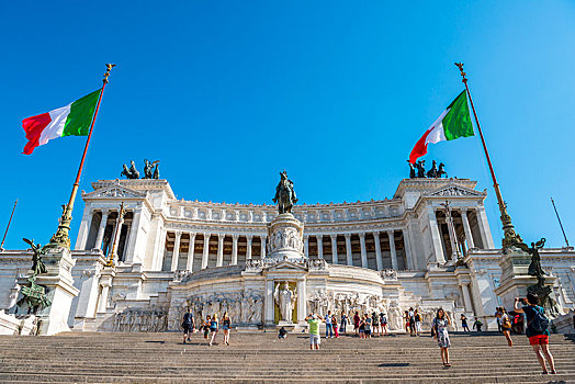 意大利,旗帜,正面,国家纪念建筑,广场,威尼斯,罗马,拉齐奥,欧洲