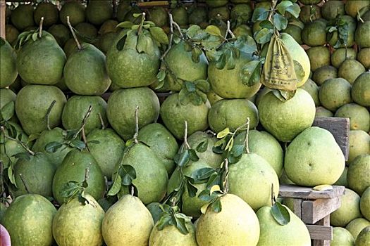 柚子,柑橘,市场货摊,水上市场,丹能沙朵水上市场,靠近,曼谷,泰国,亚洲