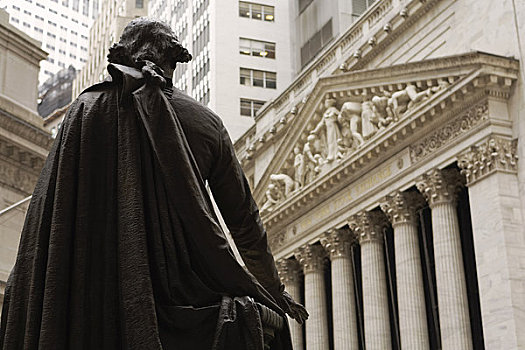 乔治-华盛顿,雕塑,纽约股票交易所,曼哈顿,纽约,美国