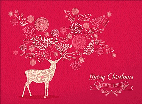 圣诞快乐,新年,鹿,假日,卡片,自然