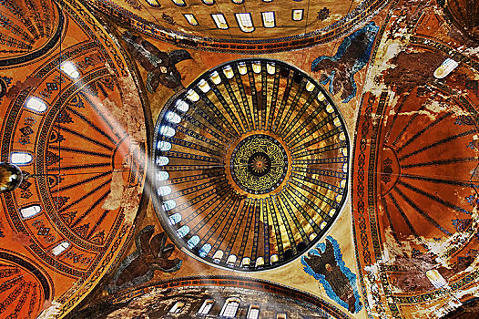 伊斯兰,装饰,圆顶,室内,圣索菲亚教堂,伊斯坦布尔,土耳其,亚洲