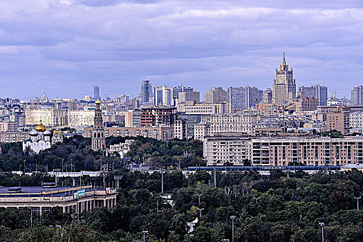 俄罗斯,莫斯科,风景,城镇,上面,麻雀,山,靠近,大学