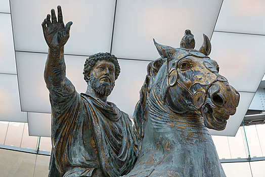 骑马雕像,铜像,帝王,卡比托山,博物馆,山,罗马,拉齐奥,意大利,欧洲