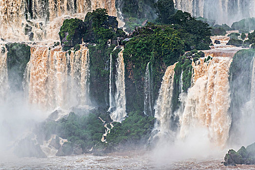 瀑布,伊瓜苏瀑布,伊瓜苏,河,边界,巴西,阿根廷,南美