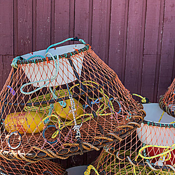 螃蟹,罐,一堆,港口,维多利亚,爱德华王子岛,加拿大