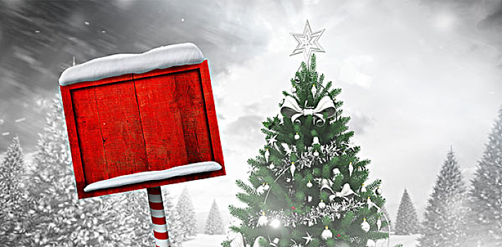 合成效果,图像,圣诞老人,标识,圣诞树,雪,树林