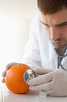 科学家,听诊器,橙色