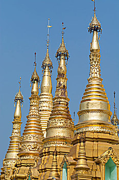 缅甸,仰光,大金塔,佛教,神祠,华丽,佛塔,遮盖,金色,塔,建造,上方,岁月