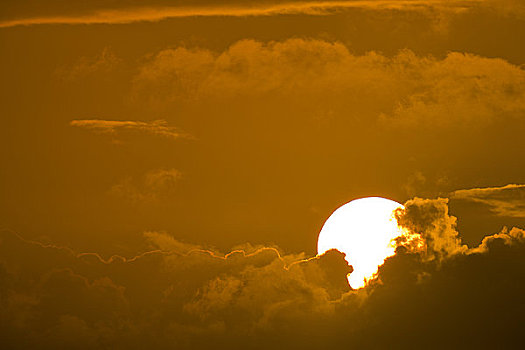 日出,后面,云,考艾岛,夏威夷,美国