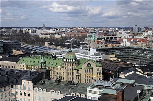 全景,酒店,上方,火车站,赫尔辛基,芬兰,欧洲