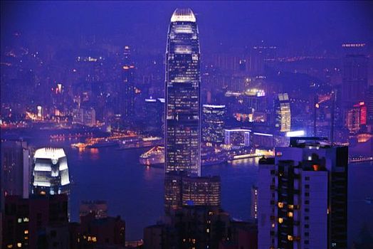 香港,图像,九龙,天际线,黄昏,新,建筑,高耸