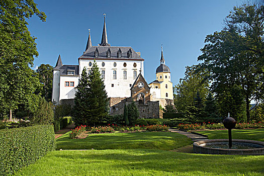 风景,城堡,花园,诺伊豪森,萨克森,德国,欧洲