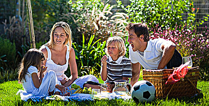 年轻家庭,有趣,野餐