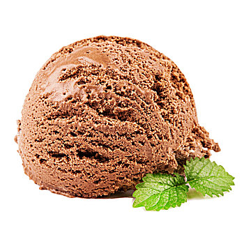 巧克力冰淇淋,薄荷叶