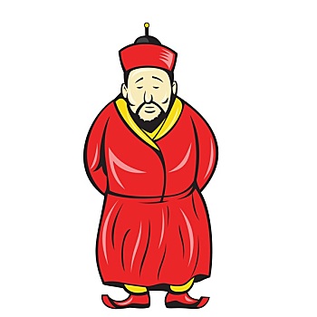 中国人,亚洲人,男人,戴着,长袍,卡通