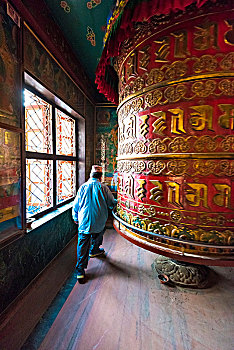 佛塔,加德满都,尼泊尔,佛教,环绕,转经轮