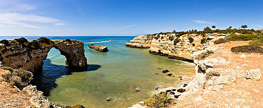 天然拱,小,沙滩,下方,峭壁,阿尔加维,葡萄牙