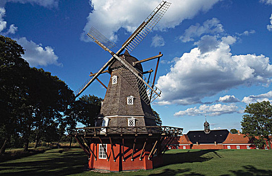 传统风车,城堡,哥本哈根,丹麦