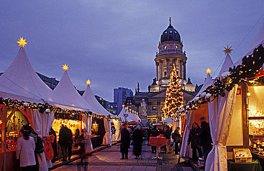 魔幻,圣诞节,市场,御林广场,剧院,大教堂,地区,柏林,德国,欧洲