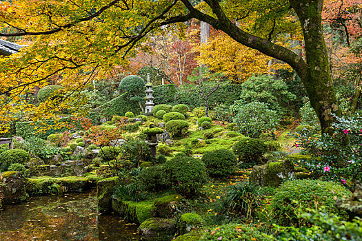 日本寺庙,秋天