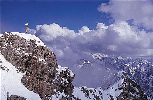 顶峰,阿尔卑斯山,巴伐利亚,德国,欧洲
