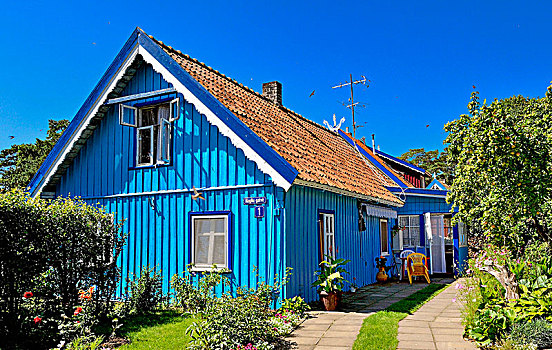 立陶宛,木屋,涂绘,蓝色