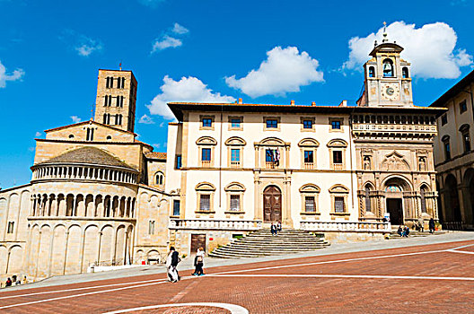 圣玛丽亚教堂,广场,大广场,阿雷佐,托斯卡纳,意大利