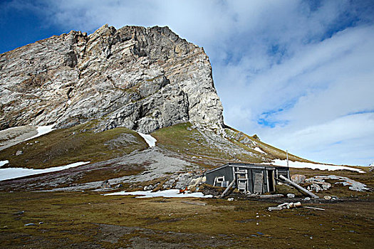 斯瓦尔巴特群岛,国家公园,小屋,30年代,山,背景