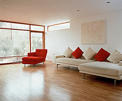 鲜明,客厅,红色,扶手椅,白色,沙发