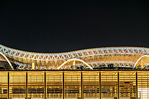 杭州国际博览中心局部建筑夜景