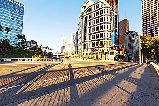 交通,途中,靠近,现代办公室,建筑,洛杉矶