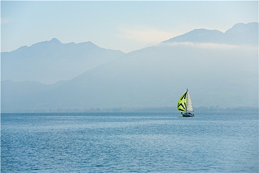 帆船,阿纳西,湖,法国阿尔卑斯山
