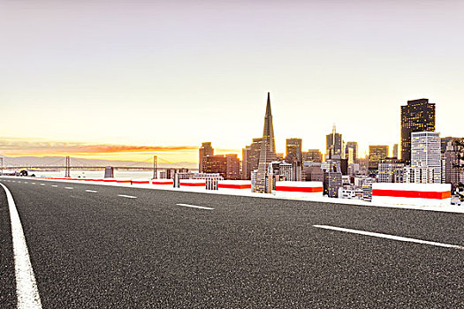 沥青,道路,城市,旧金山,天际线