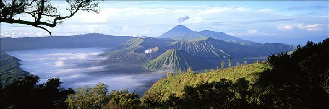 印度尼西亚,爪哇,婆罗摩火山,日出,火山口,条纹状