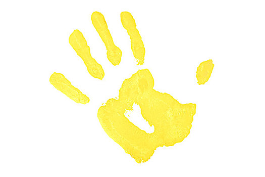 一个,黄色,手印,白色背景