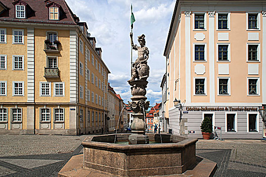 喷泉,萨克森,盾徽,奥伯劳西茨,德国,欧洲